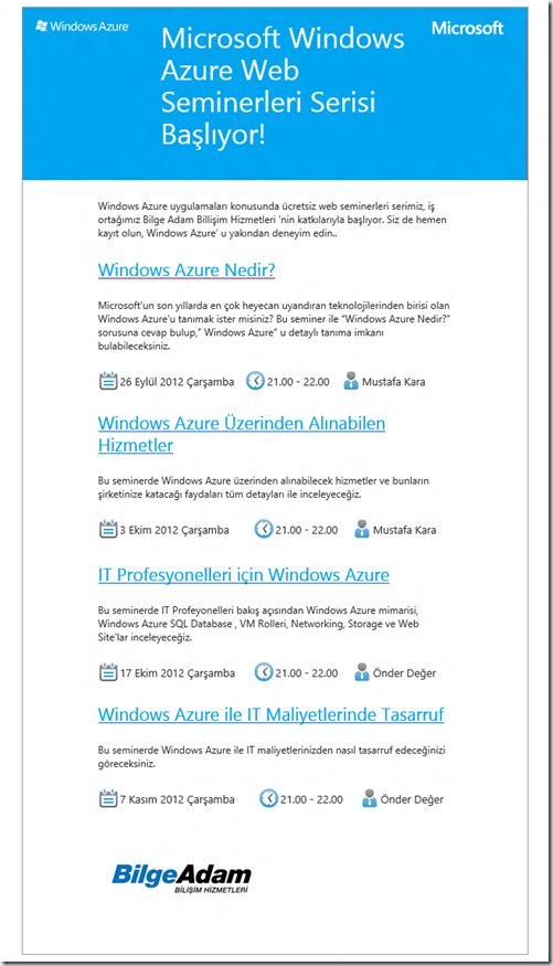 Windows Azure Webcast Serisi
